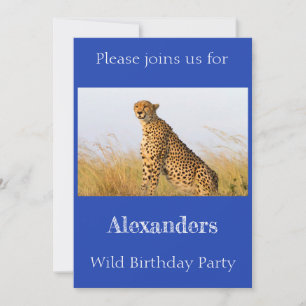 Invitation Fête d'anniversaire sauvage Cheetah personnalisée