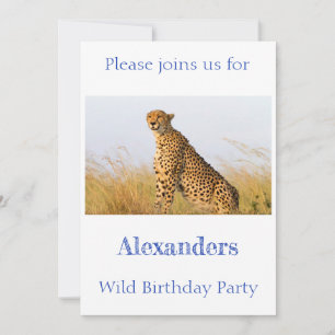 Invitation Fête d'anniversaire sauvage Cheetah personnalisée