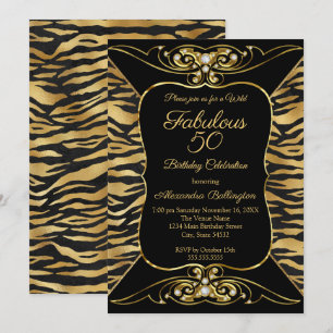 Invitation Fête d'anniversaire sauvage fabuleuse 50 ans Tigre