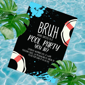 Invitation Fête d'anniversaire Sauveur de la piscine Bruh