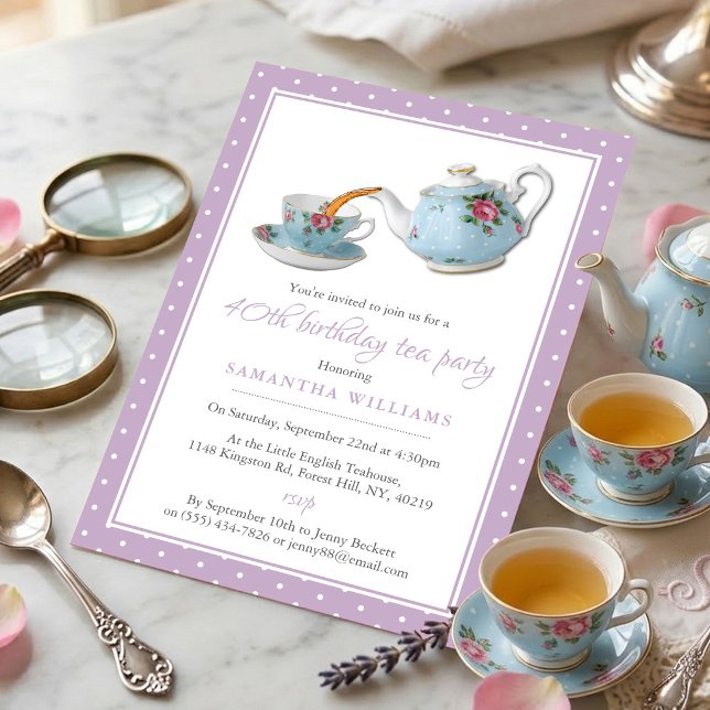 Invitation Fête d'anniversaire Shabby Chic autour du thé (Créateur téléchargé)