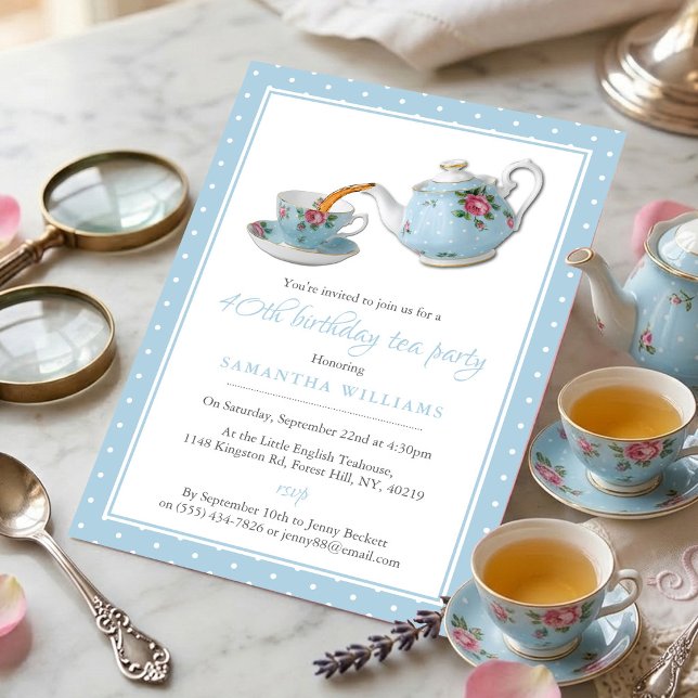 Invitation Fête d'anniversaire Shabby Chic autour du thé (Créateur téléchargé)