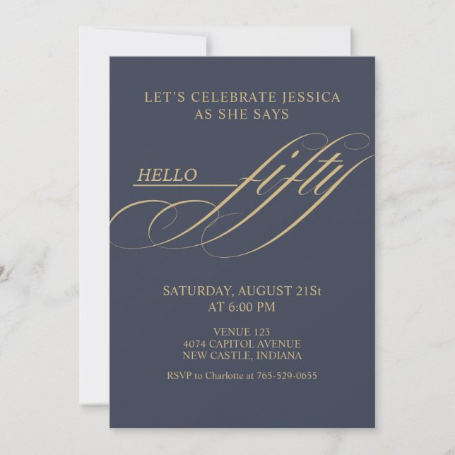 Invitation Fête d'anniversaire simple moderne calligraphie ci (Devant)