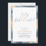 Invitation Fête d'anniversaire simple moderne pour adulte<br><div class="desc">Cette invitation de fête d'anniversaire simple et moderne présente une typographie élégante « Célèbrons ! » avec un fond à motif unique.
Vous pouvez personnaliser ce design pour n'importe quel événement comme un dîner,  une fête de fin d'études ou toute autre célébration.</div>