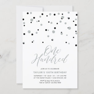 Invitation Fête d'anniversaire simple noir et argent pour les