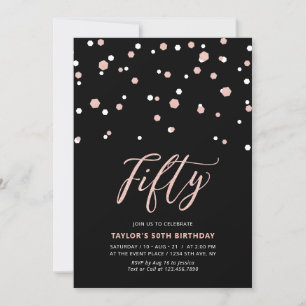 Invitation Fête d'anniversaire simple noir et or rose pour le