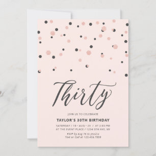 Invitation Fête d'anniversaire simple rose gold 30 Trente ans