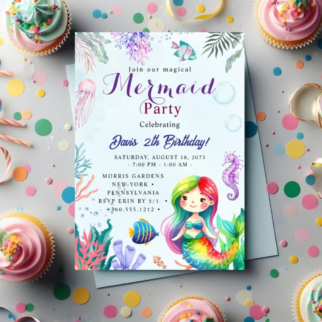 Invitation Fête d'anniversaire sirène (Créateur téléchargé)