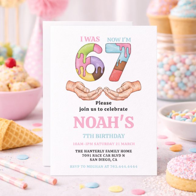 Invitation Fête d'anniversaire "Six Sept" pour enfants - 7 an (Créateur téléchargé)