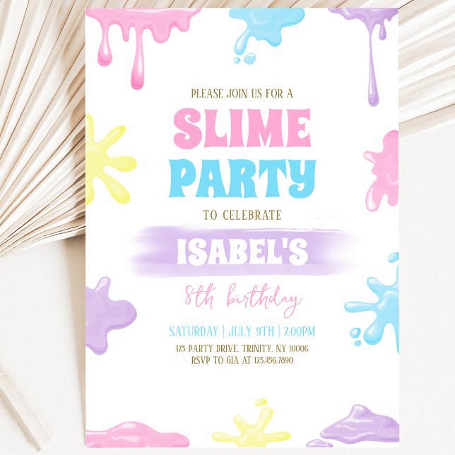 Invitation Fête d'anniversaire Slime (Créateur téléchargé)