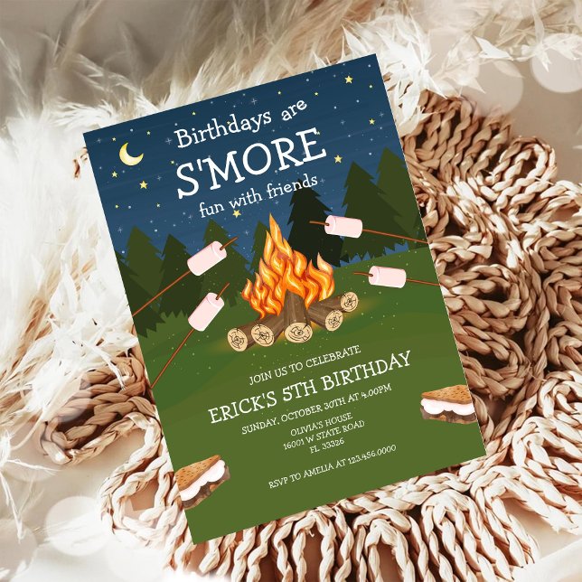 Invitation Fête d'anniversaire S'mores S'mores Anniversaire d (Créateur téléchargé)