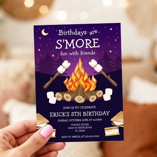 Invitation Fête d'anniversaire S'mores S'mores Anniversaire d (Créateur téléchargé)