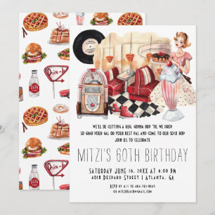 Invitation Fête d'anniversaire Sock Hop au diner des années 5