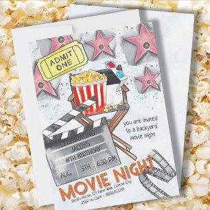 Invitation Fête d'anniversaire soirée cinéma