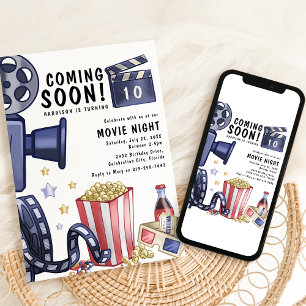 Invitation Fête d'anniversaire Soirée cinéma pour enfants mod