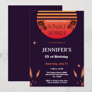 Invitation Fête d'anniversaire Soirée Couchée Tropical Beach 
