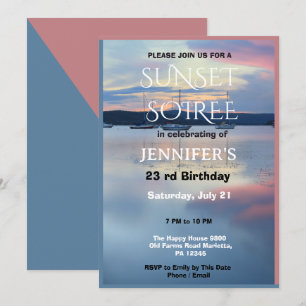 Invitation Fête d'anniversaire Soirée de coucher de soleil
