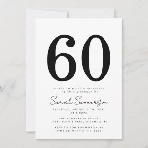 Invitation Fête d'anniversaire soixante ans soixante typograp
