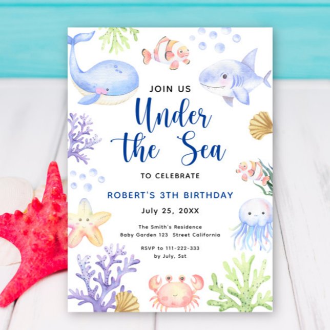 Invitation Fête d'anniversaire sous la mer (Créateur téléchargé)