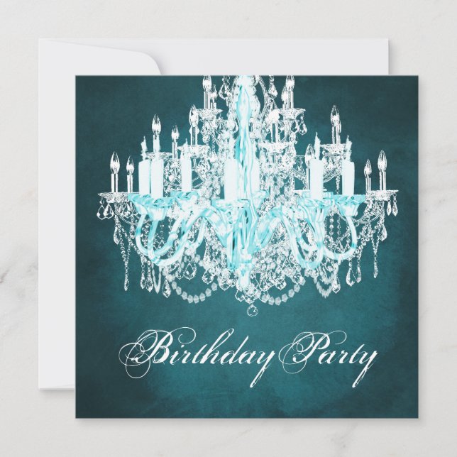 Invitation Fête d'anniversaire sous un lustre ancien (Devant)