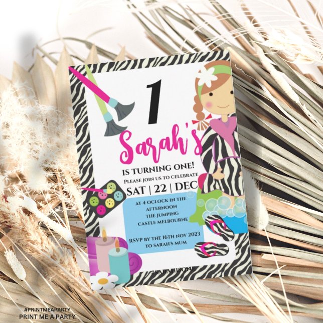 Invitation Fête d'anniversaire spa ou de couleuvre féminine (Créateur téléchargé)