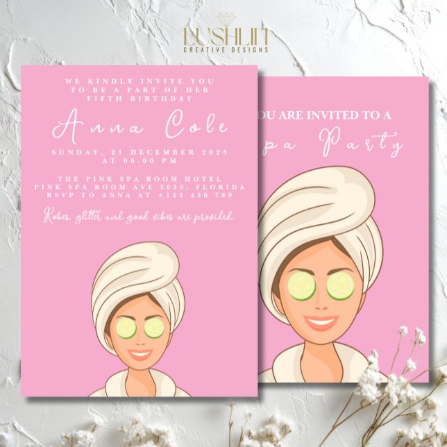 Invitation Fête d'anniversaire Spa pour Enfants (Créateur téléchargé)