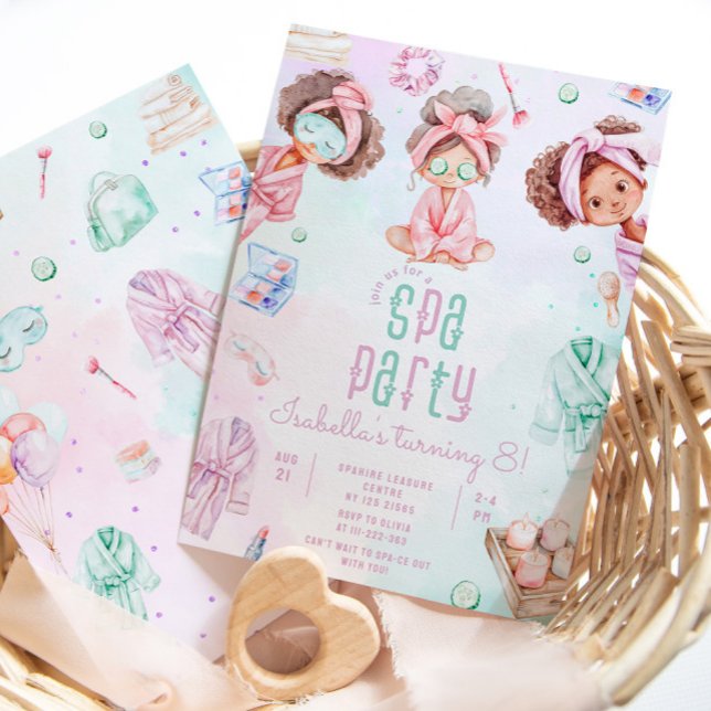 Invitation Fête d'anniversaire Spa pour fille Noire de Queens (Créateur téléchargé)
