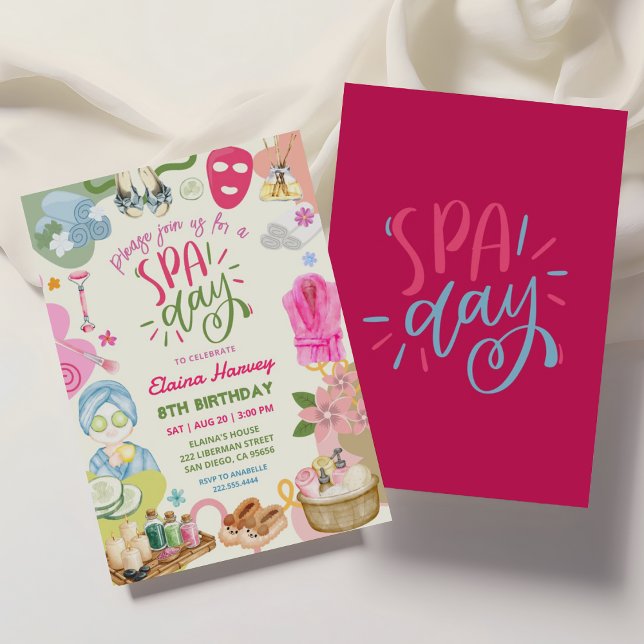 Invitation Fête d'anniversaire Spa pour filles (Créateur téléchargé)