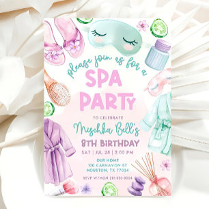 Invitation Fête d'anniversaire Spa pour filles, Fête d'annive