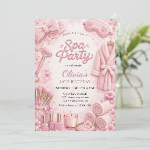Invitation Fête d'anniversaire Spa Rose Aquarelle