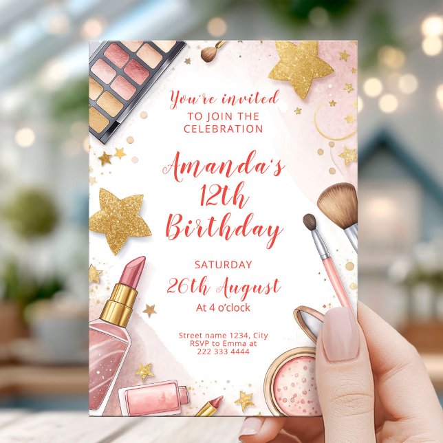 Invitation Fête d'anniversaire Spa Rose Glamour (Créateur téléchargé)