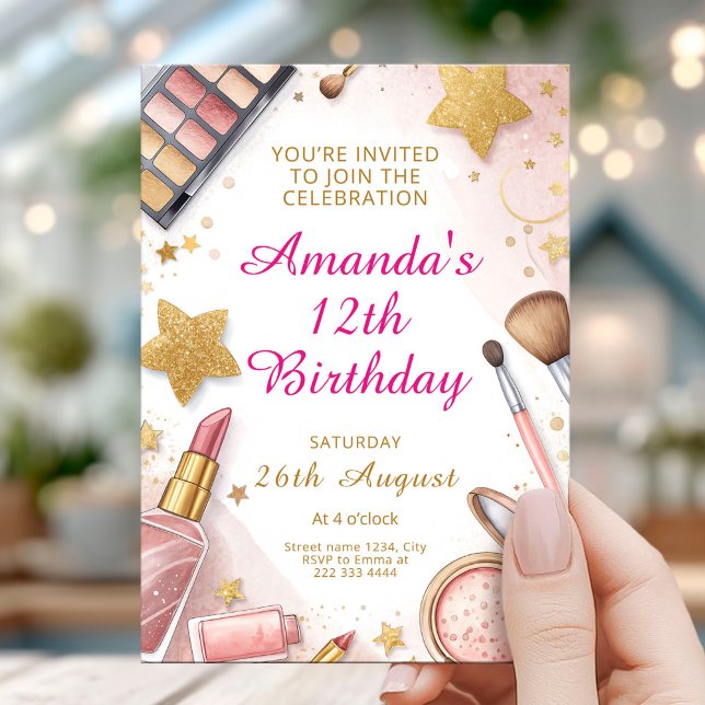 Invitation Fête d'anniversaire Spa Rose Glamour (Créateur téléchargé)