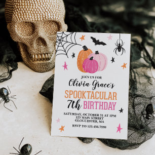 Invitation Fête d'anniversaire Spooktacular Halloween rose po