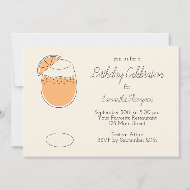 Invitation Fête d'anniversaire Spritz Bubbly Cocktail (Devant)