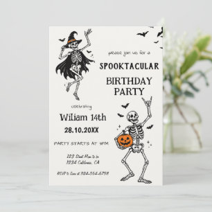 Invitation Fête d'anniversaire squelette d'Halloween effrayan