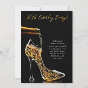 Invitation Fête d'anniversaire Stiletto avec Bubbly