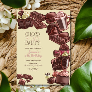 Invitation Fête d'anniversaire sucrée au chocolat