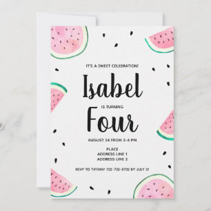 Invitation Fête d'anniversaire sucrée pastèque