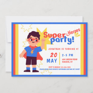 Invitation Fête d'anniversaire Super Heroes