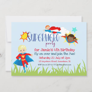 Invitation Fête d'anniversaire Superhero Boy/Girl