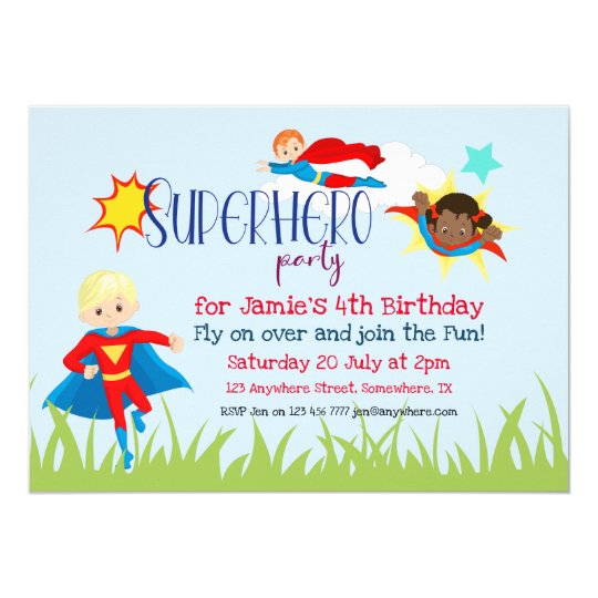 Invitation Fete D Anniversaire Superhero Boy Girl Zazzle Fr