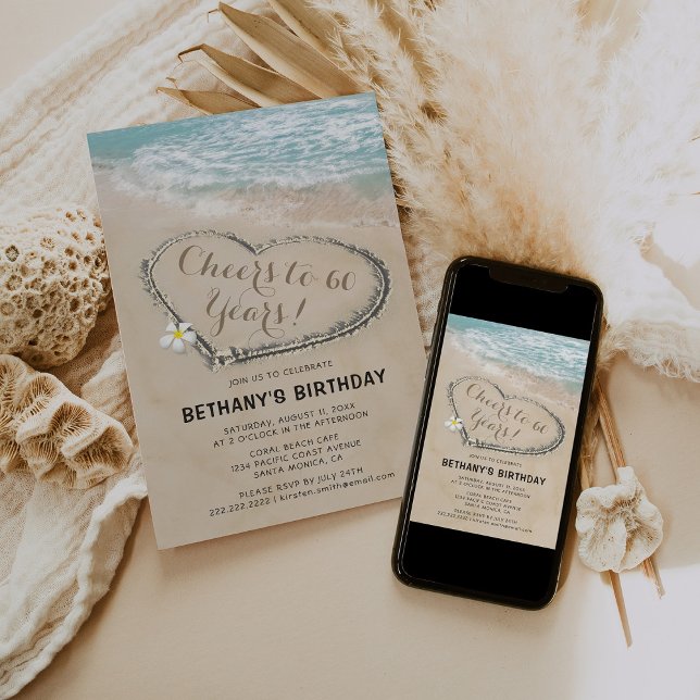 Invitation Fête d'anniversaire sur la plage pour adultes | À  (Créateur téléchargé)