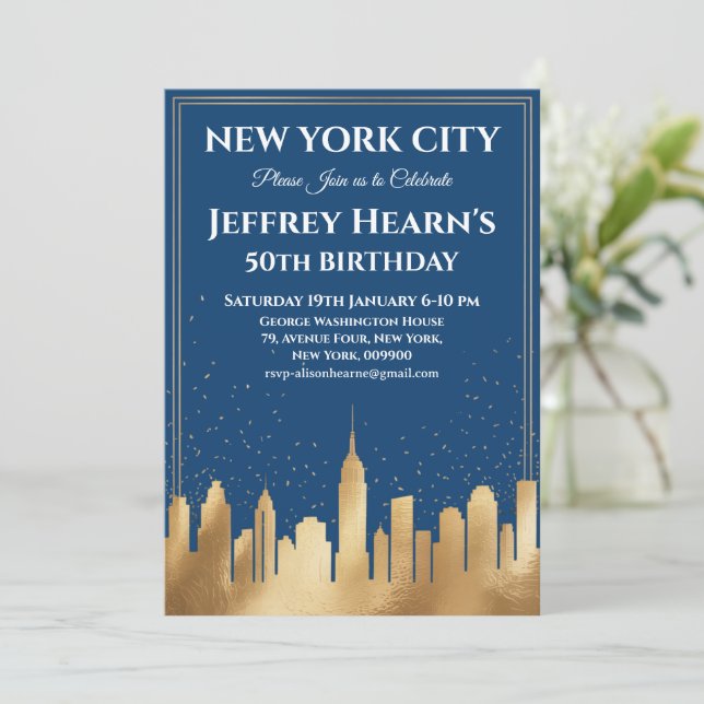 Invitation Fête d'anniversaire sur la skyline de New York Cit (Debout devant)