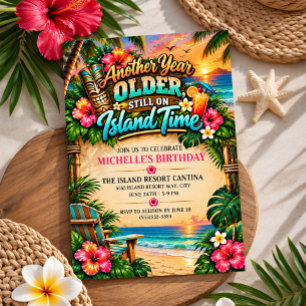 Invitation Fête d'anniversaire sur le temps de l'île tropical