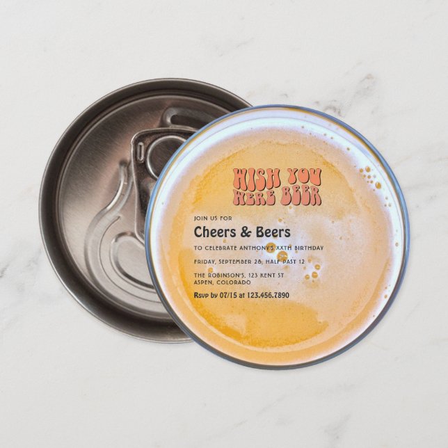 Invitation Fête d'anniversaire sur le thème de la bière rétro (Devant / Derrière)