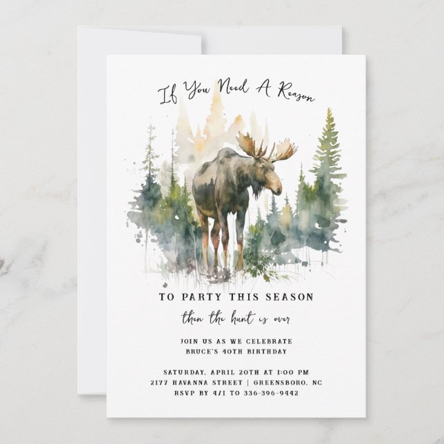Invitation Fête d'anniversaire sur le thème de la chasse à l' (Devant)