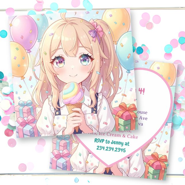 Invitation Fête d'anniversaire sur le thème de la glace pour  (Créateur téléchargé)