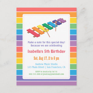 Invitation Fête d'anniversaire sur le thème de la musique pou