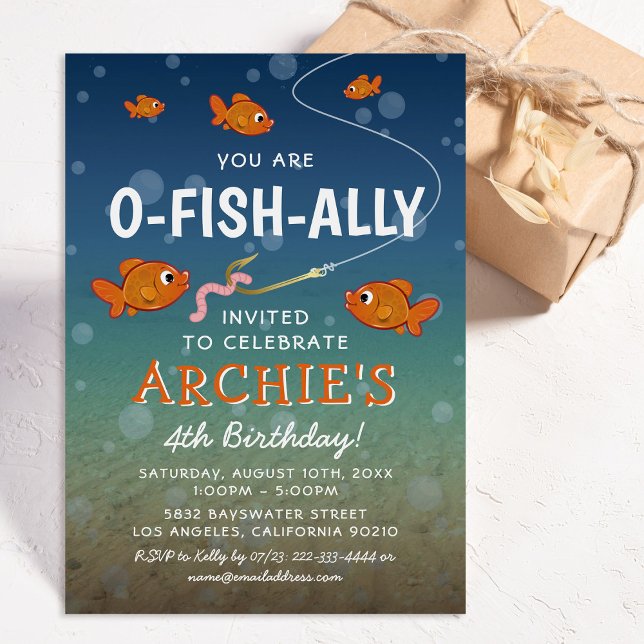 Invitation Fête d'anniversaire sur le thème de la pêche pour  (Créateur téléchargé)