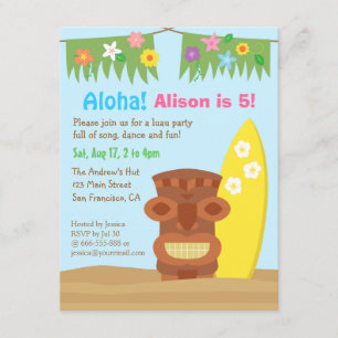 Invitation Fête d'anniversaire sur le thème de la plage Tiki